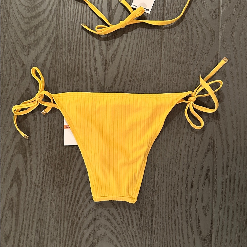 Michael Kors Yellow Ribbed String Bikini Set - Picture 10 of 12